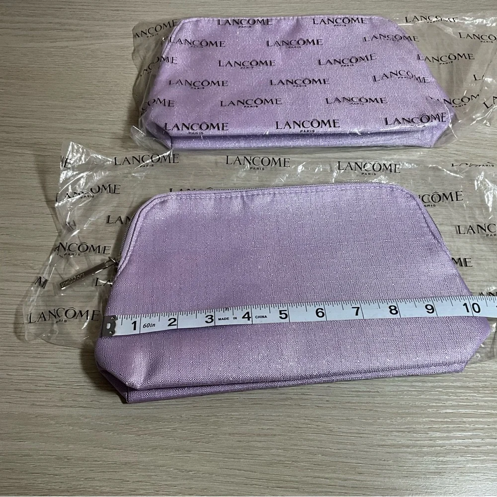 2 x Lancome light purple bag with silver hardware, zippered